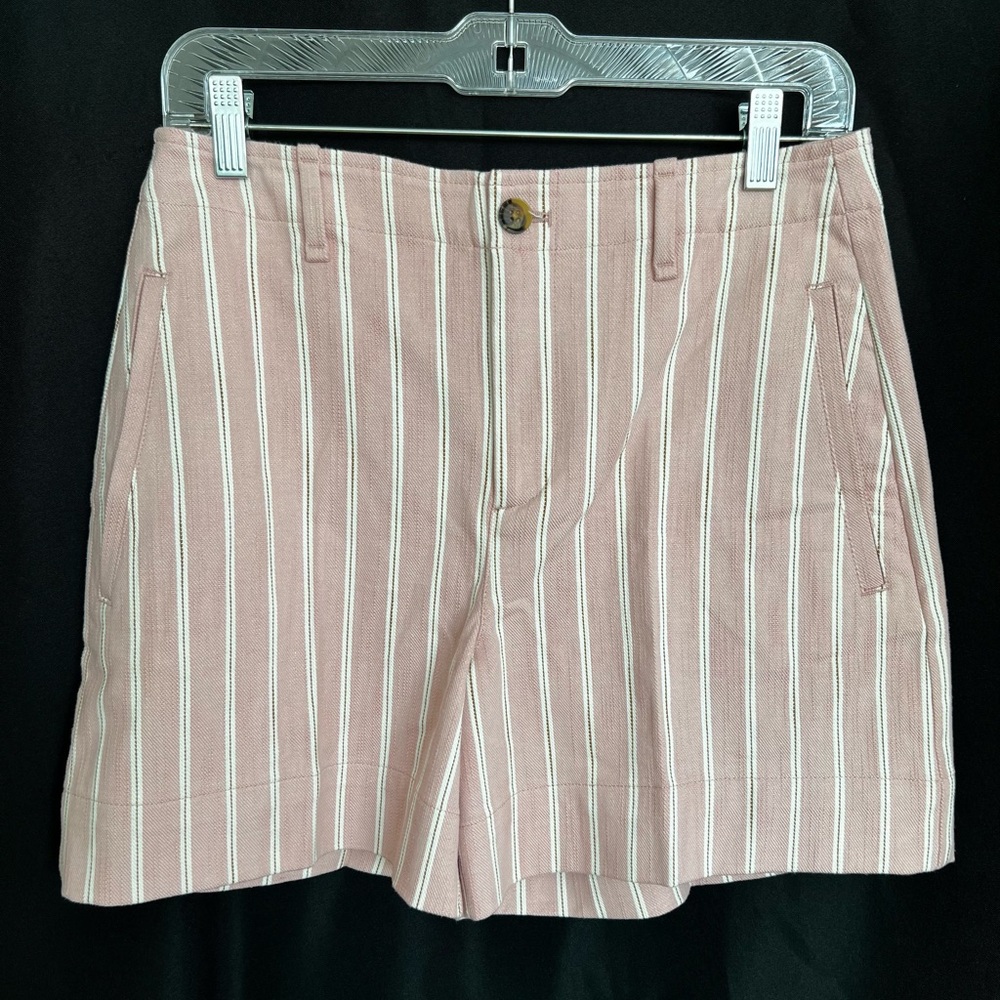 🆕 🌸 NWOT Banana Republic Pink Striped High Rise Shorts | Women’s Size 4 - Picture 2 of 10